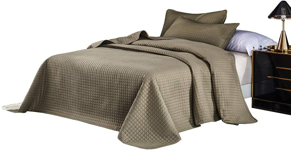 Oversize King,Cal King Box Stitch Taupe Color Quilted Bedspread ...