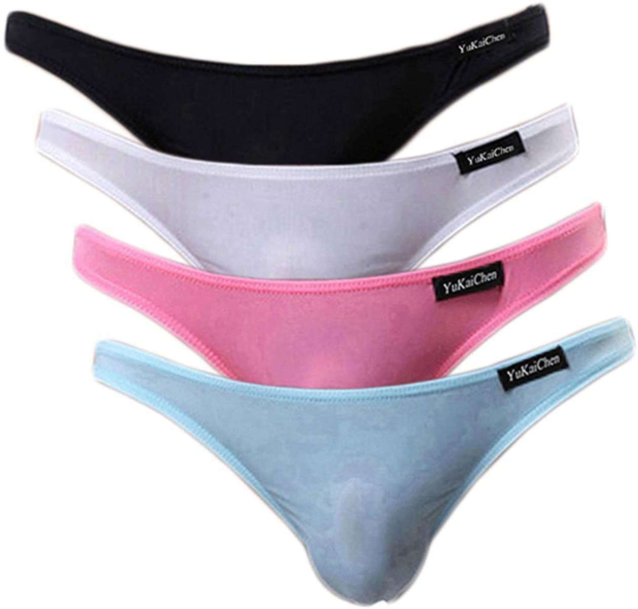 YuKaiChen Men's Briefs Low Rise Ice Silk Bikinis Seamless Underwear 4-Pack  M/US XS at  Men's Clothing store