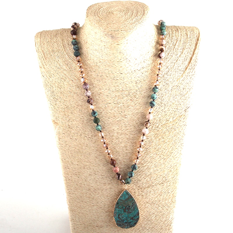 RH Fashion Boho Jewelry Natural Stones With Semi Precious Pendant Necklaces Women Bohemia Necklace Gift Dropship-5