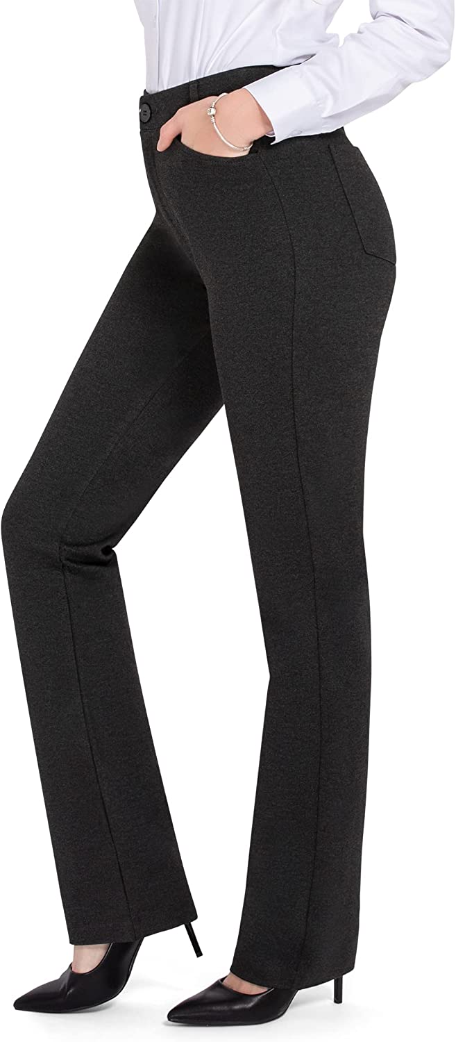 PUWEER Black Dress Pants for Women Business Casual High Waisted Ankle Work  Pants for Women Straight Leg Office Trousers, Black, Large : :  Clothing, Shoes & Accessories