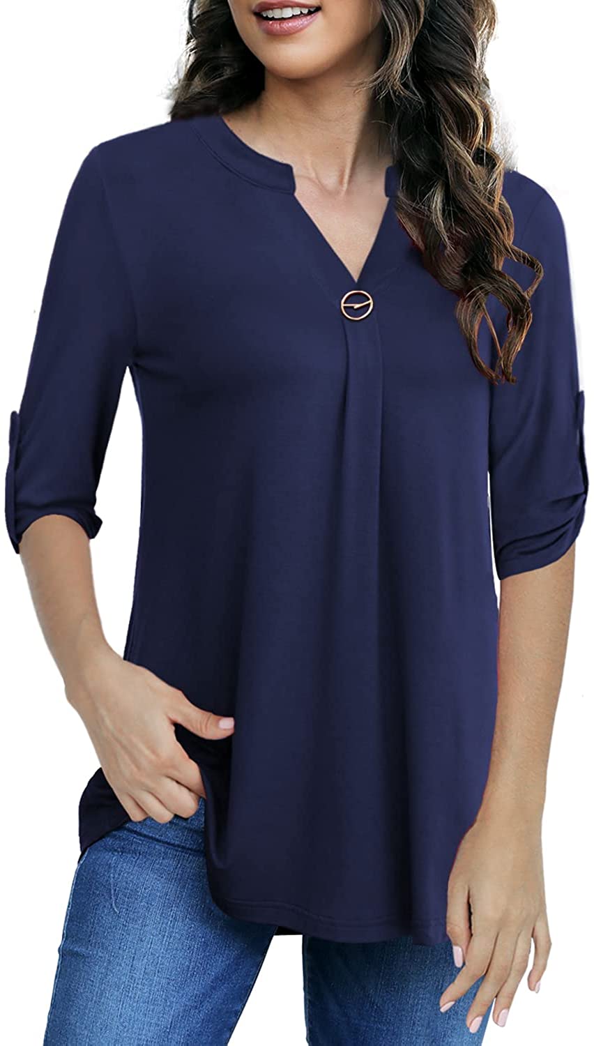 Casuashion Women's Tops 3/4 Sleeve Tunic top Casual Plus Size