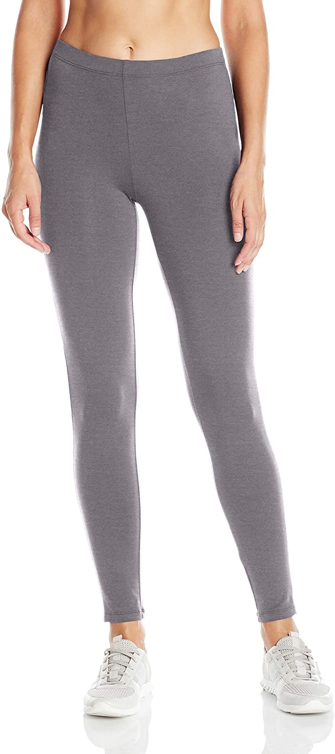 Hanes Womens Stretch Jersey Legging, S, Charcoal Heather 