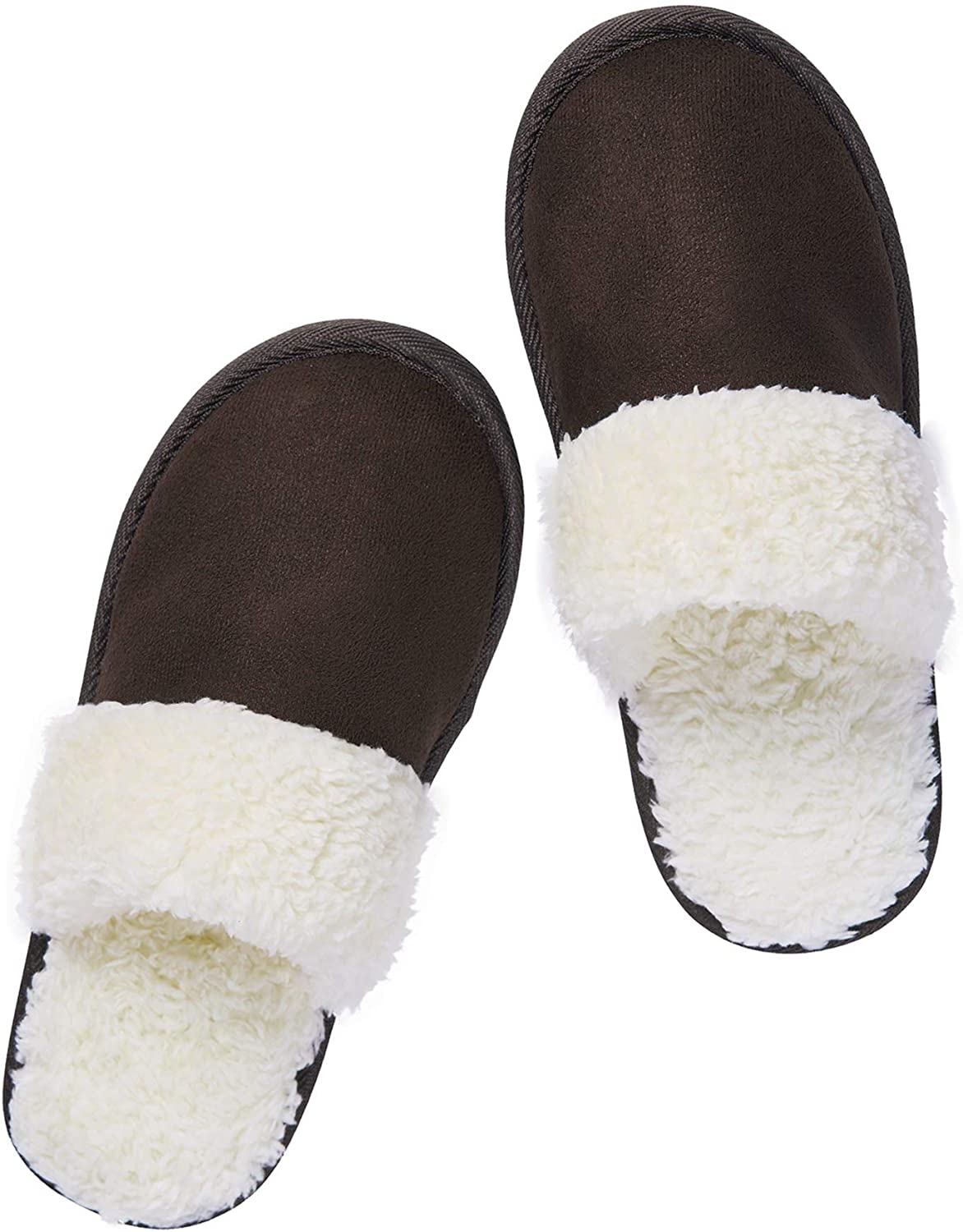 riemot Women's Men's Fuzzy Fur Foam Flat Furry Slide Slippers Closed ...