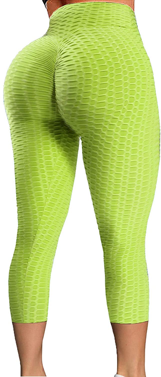 YOFIT Womens Butt Lift Ruched Capri High Waist Yoga Pants Solid Push up  Workout Leggings #1 Black XS at  Women's Clothing store