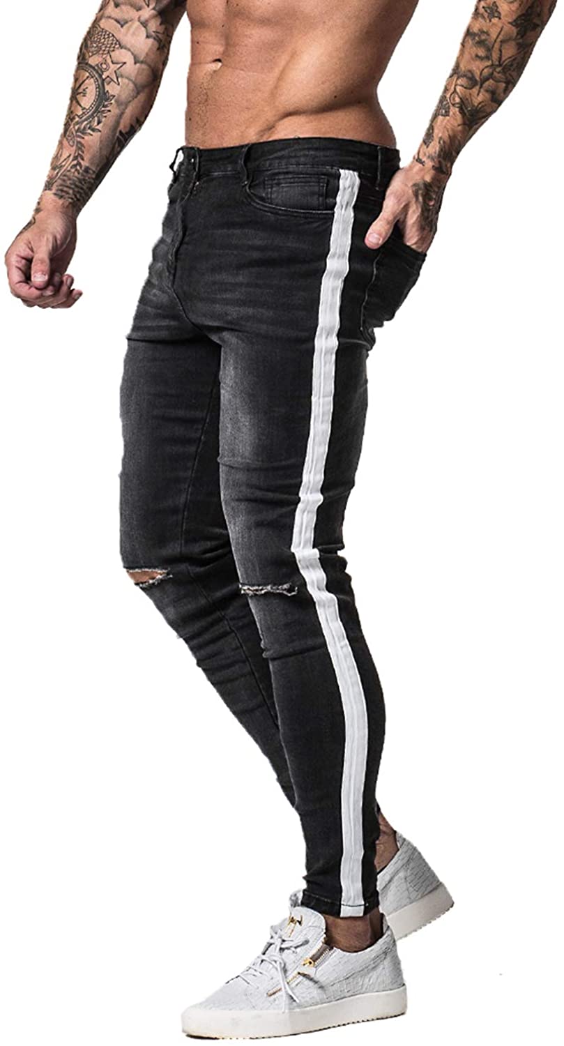 Buy GINGTTO Designer Mens Skinny Stretch Jeans Slim Fit Pants