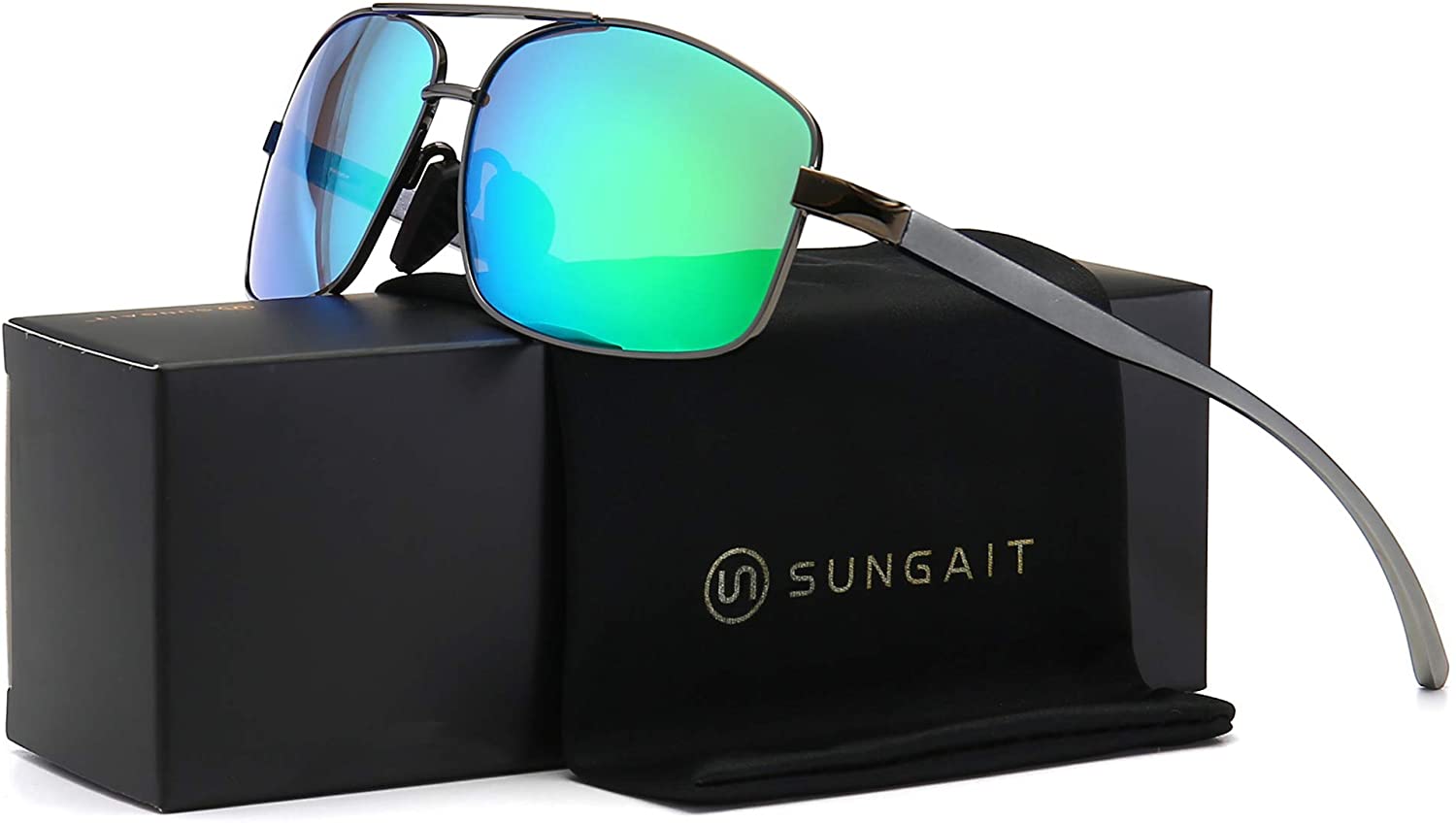  SUNGAIT Ultra Lightweight Rectangular Polarized Sunglasses  UV400 Protection (Black Frame Brown Lens+Black Frame Gray Lens) : Clothing,  Shoes & Jewelry