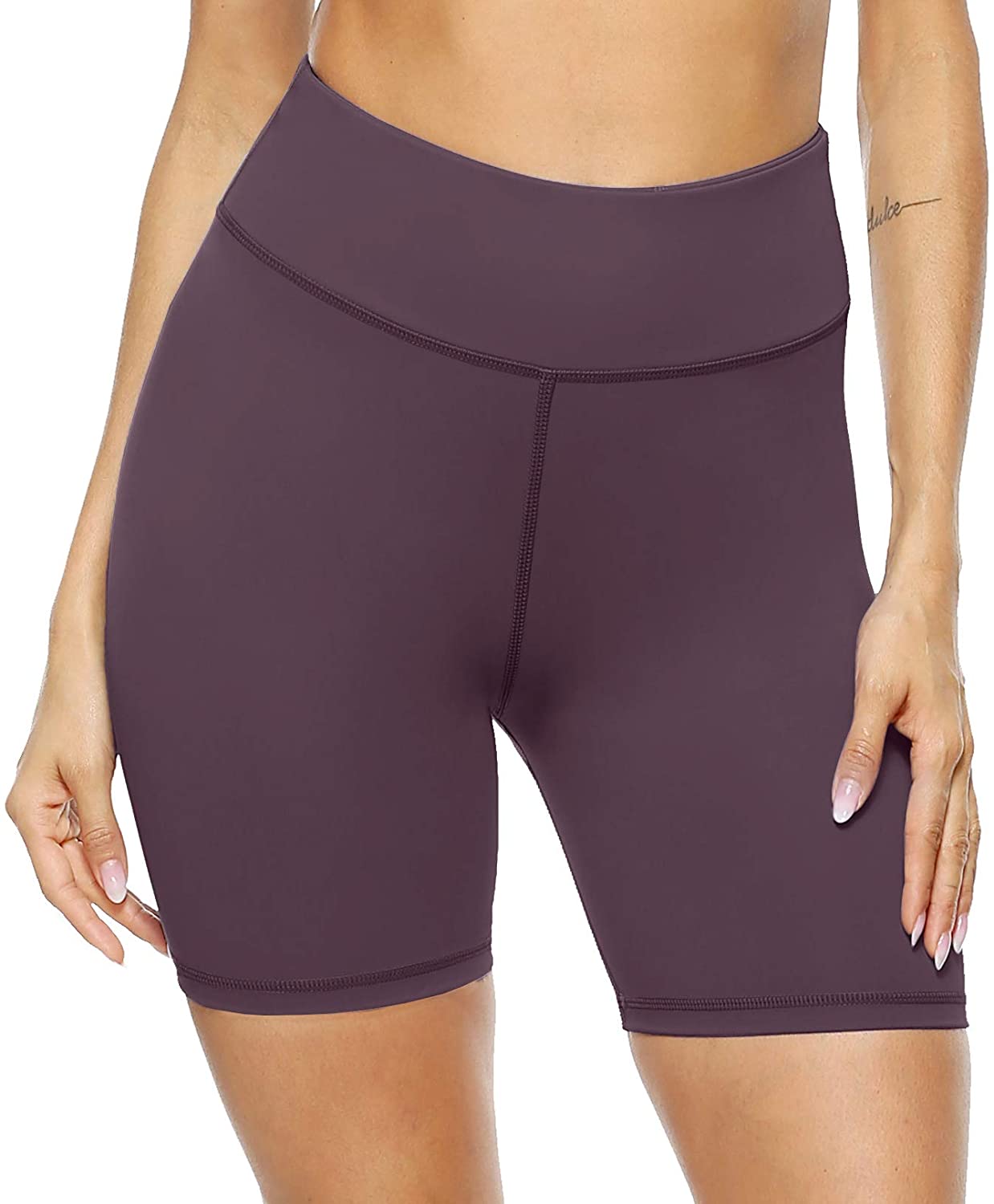 PERSIT Women's High Waist Workout Yoga Shorts with Pockets, Non See-Through  Stretch Tummy Control Athletic Shorts