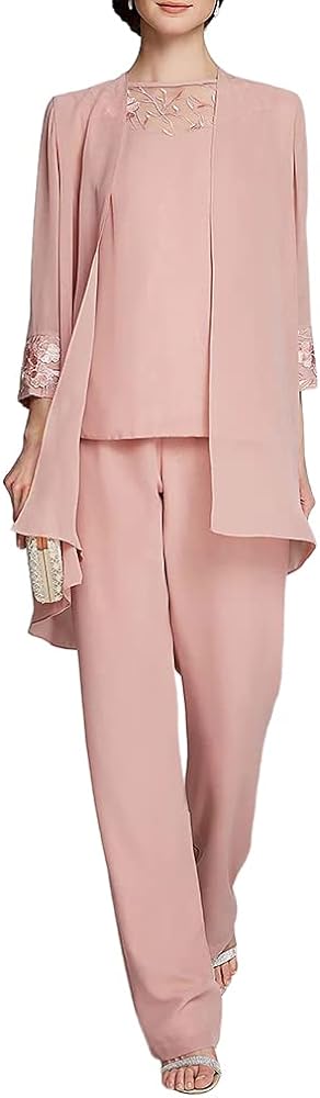 Zongqiven Women's Mother of The Bride Pant Suits 3 Pieces Chiffon Outfit  Sets for Wedding Guest Evening Party Gowns : : Clothing, Shoes 