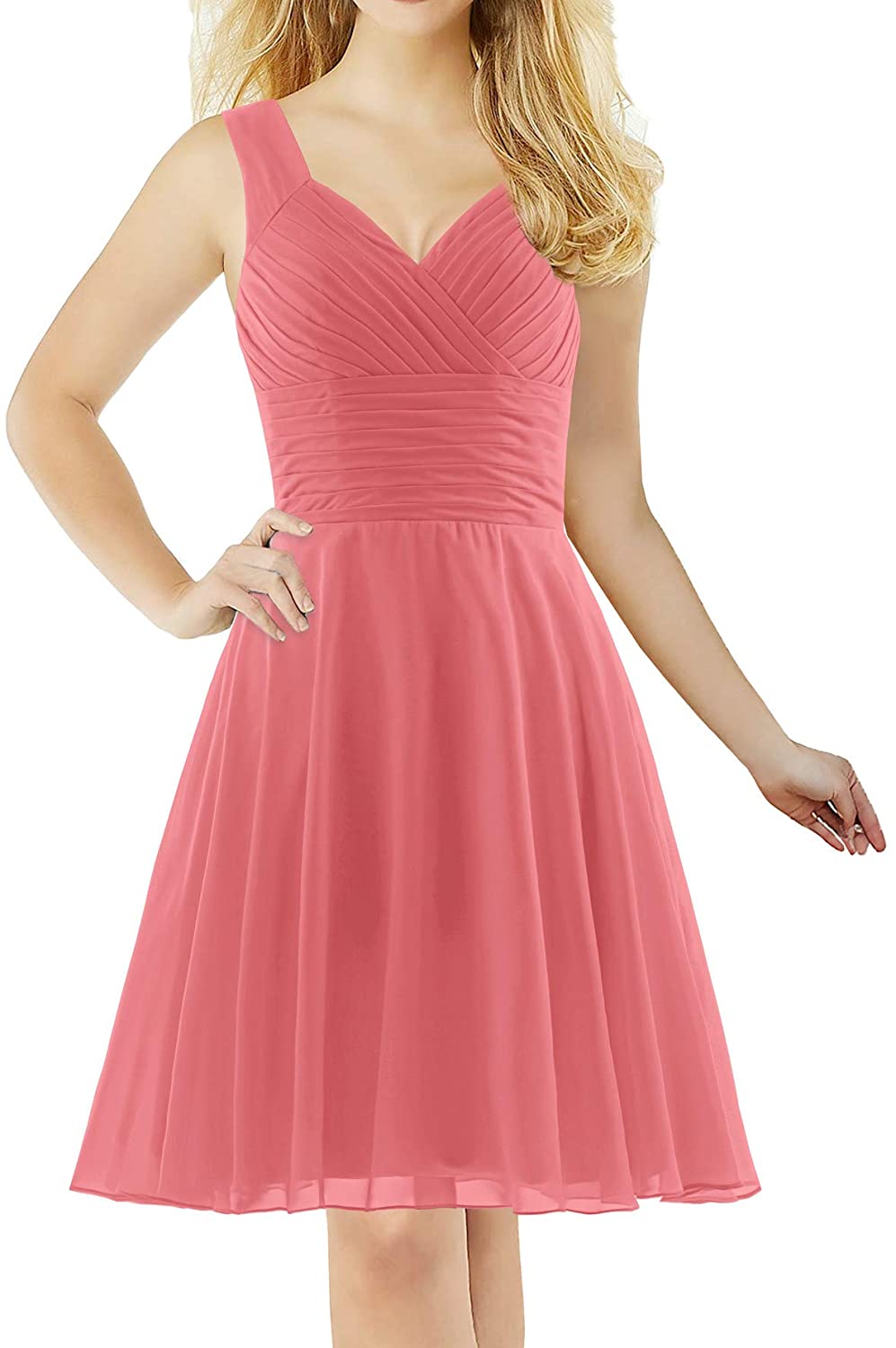 ANTS Womens Pleated Sweetheart Bridesmaid Dresses A Line Cocktail Gown 