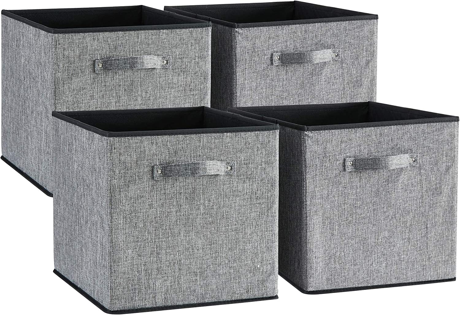 3Pack Onlycube Foldable Storage Bins 13x13x13 inch for Cube Organizer with Cotton Rope Handles Collapsible Basket Box Organizer for Shelves and Closet Black 