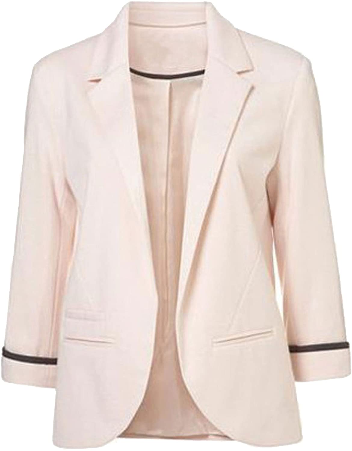 FACE N FACE Womens Cotton Rolled Up Sleeve No-Buckle Blazer Jacket Suits