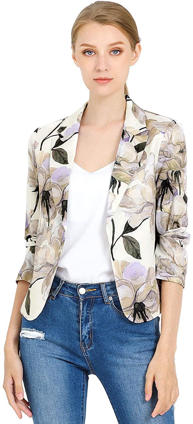 Allegra K Open Office Floral Print Blazer Jacket | eBay