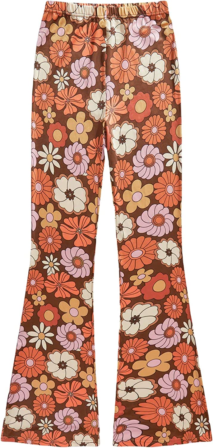 SOLY HUX Women's Print High Waisted Flare Pants Leggings Bell Bottom Wide  Leg Lounge Pants Trousers Floral Multicoloured XXS at  Women's  Clothing store