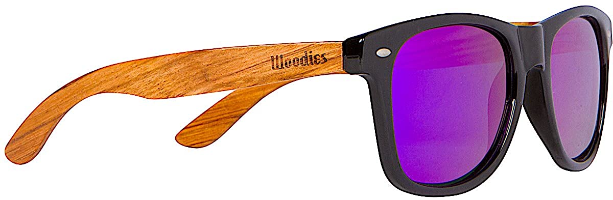 Woodies Zebra Wood Sunglasses with Black Polarized Lenses