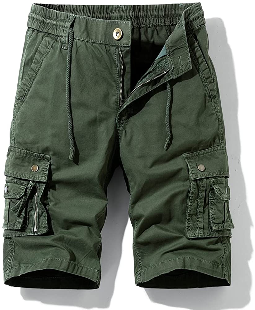 Hot island Men's Relaxed Fit Multi Pockets Big and Tall Size Outdoor Cargo Shorts. 