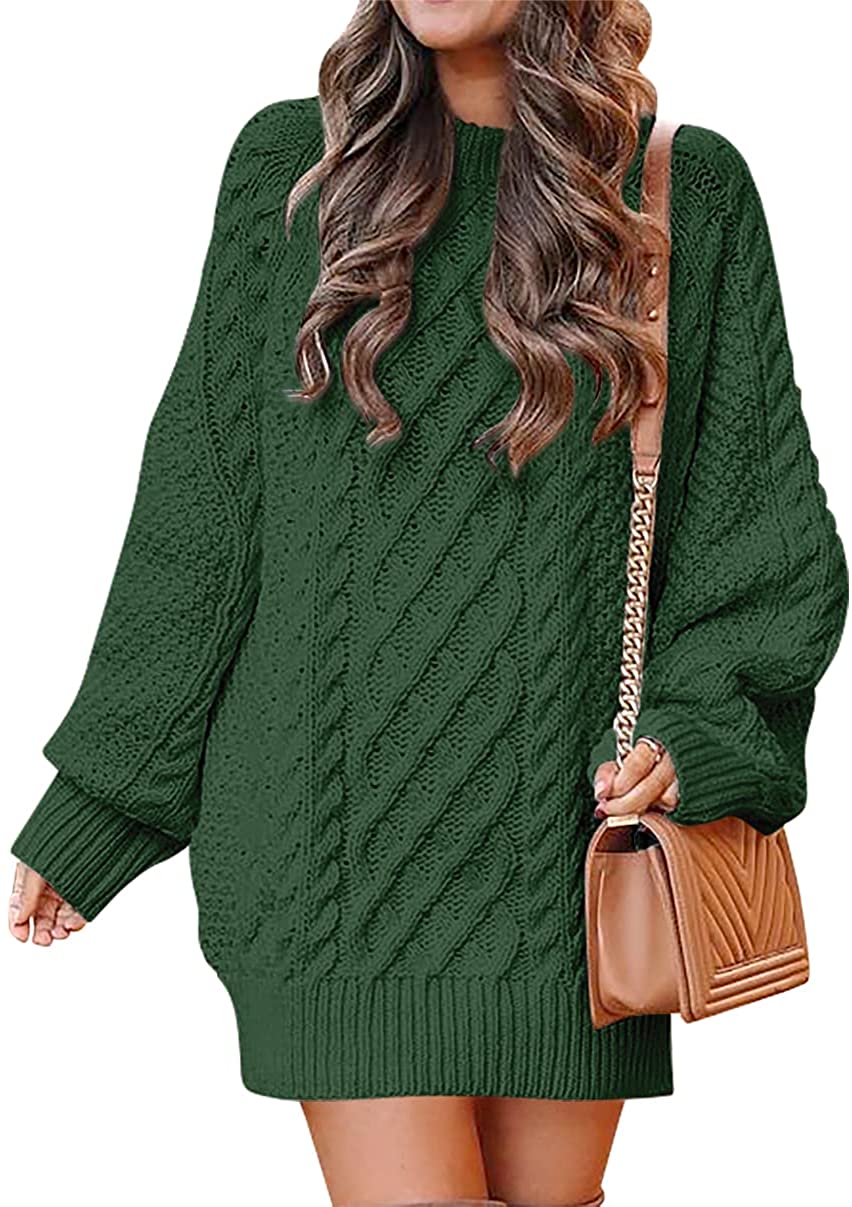 Women's Fuzzy Knit Long Sleeve Sweater by ANRABESS - Fall Fashion, Crew  Neck, Loose Fit, Chunky Knit, Warm Cashmere Pullover at  Women's  Clothing store