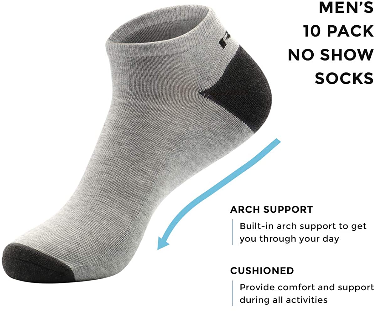 RBX Active Men's Athletic Cushioned X-Dri Ankle No Show Low Cut Socks ...