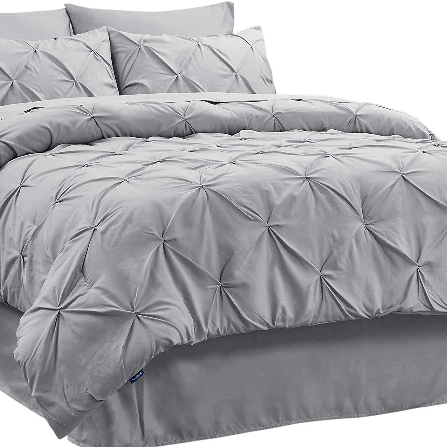 Bedsure Queen Comforter Set 8 Pieces - Pintuck Queen Bed Set, Bed