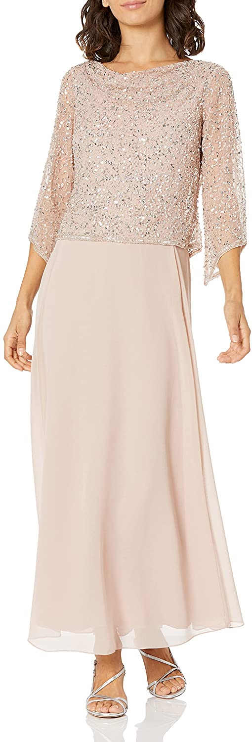 J kara cowl neck beaded outlet gown