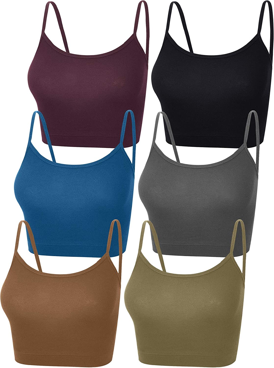 6 Pieces Women Crop Cami Top Sleeveless Spaghetti Strap Tank Top for Sports  Yoga