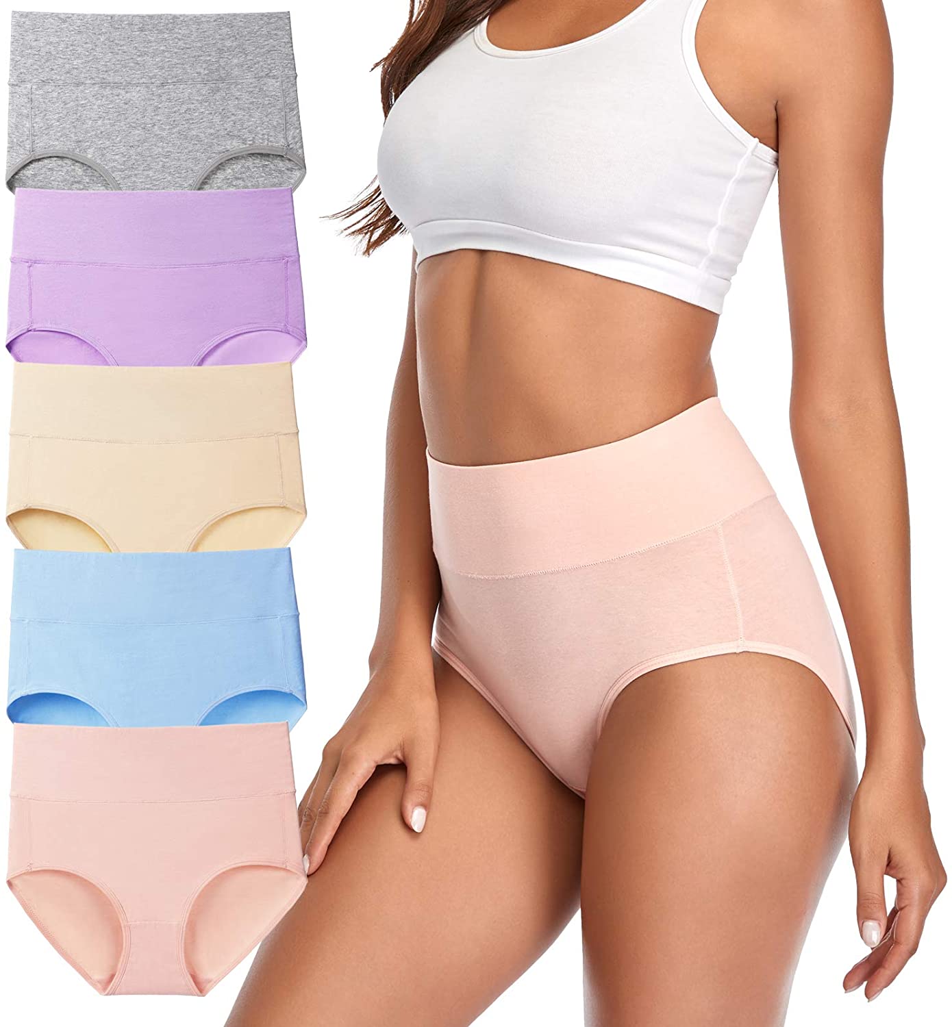 Annenmy Tummy Control Women's Underwear Cotton Plus Size High Waisted  Panties Soft Ladies Briefs Postpartum, Multicolor D,5pack, XL: Buy Online  at Best Price in Egypt - Souq is now