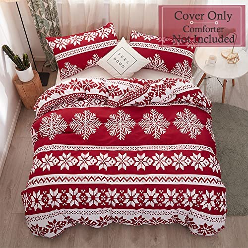 Red Duvet Cover Snowflakes Christmas Decor Queen Duvet Cover Twin Duvet Cover King Duvet Cover