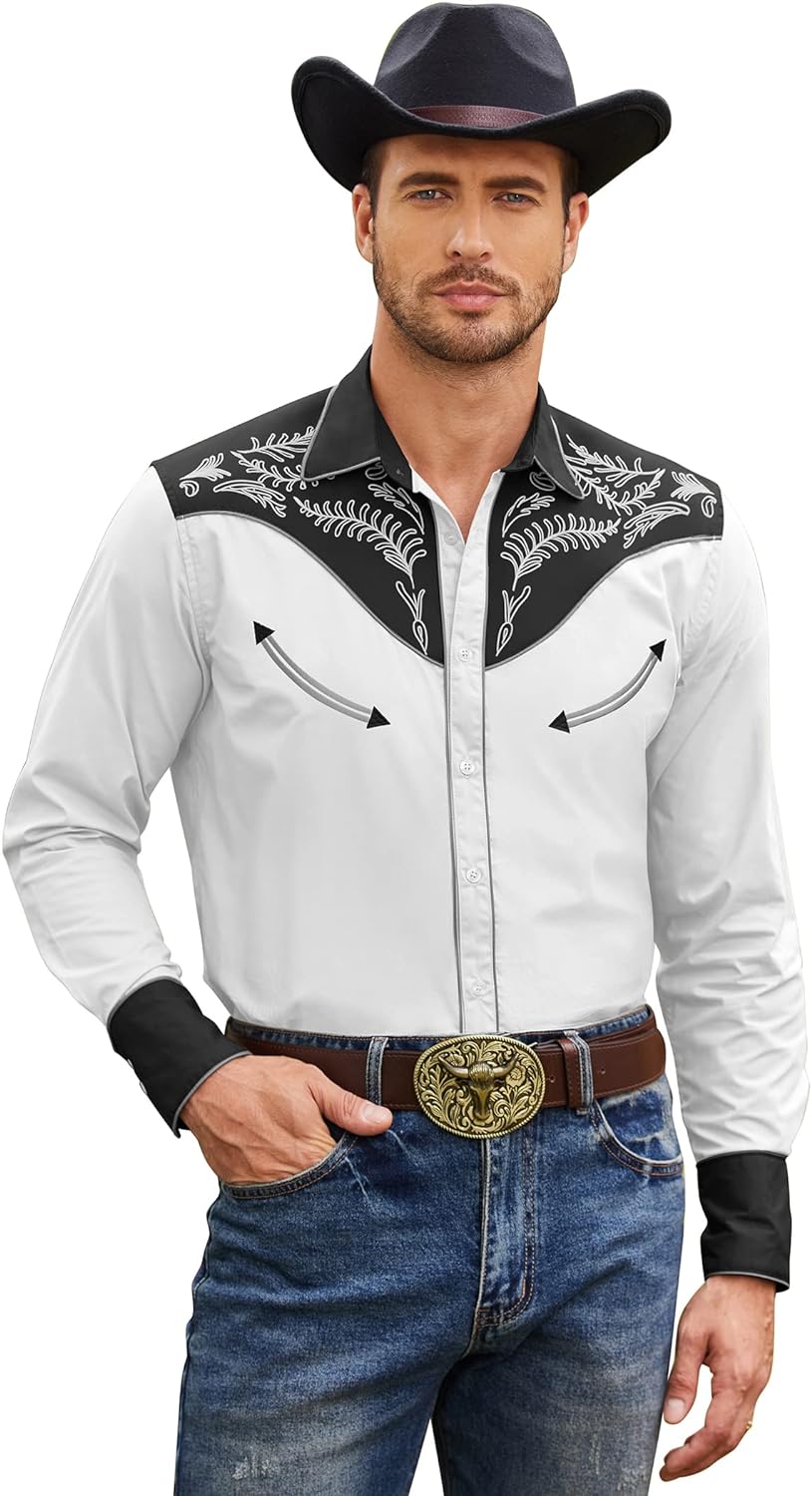 COOFANDY Men's Western Cowboy Shirt Casual Long Canada