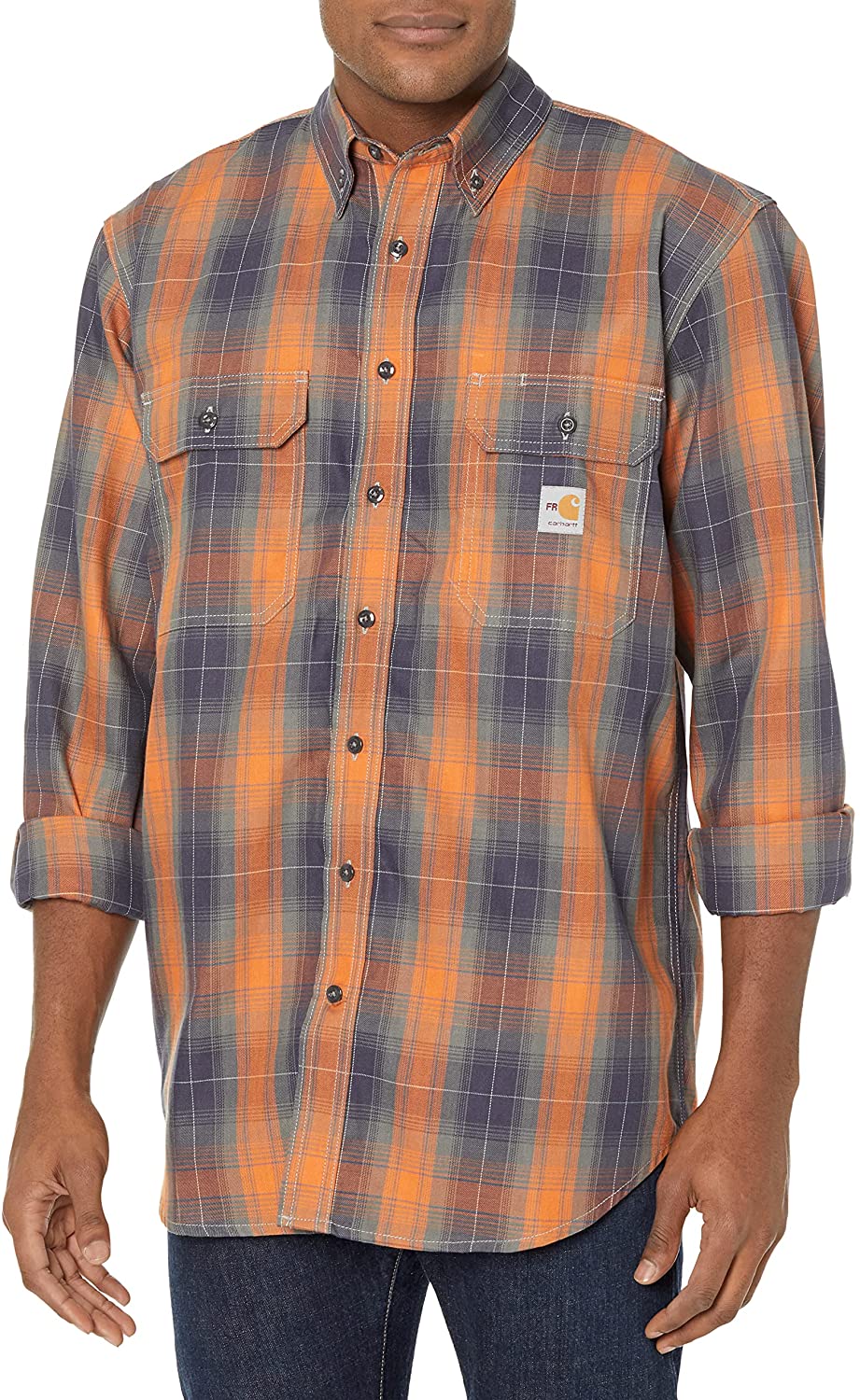 Carhartt FR Force Original-Fit Lightweight Long-Sleeve Button Front Shirt | Steel Blue | 104138-437