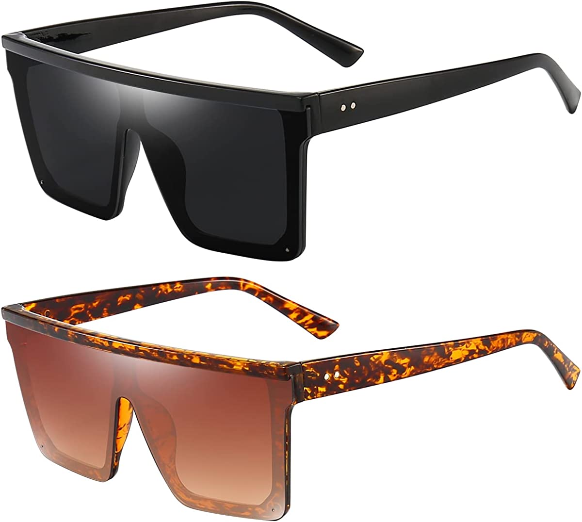 Square Oversized Sunglasses For Women Men Fashion Flat Top Big Black Frame  Shades