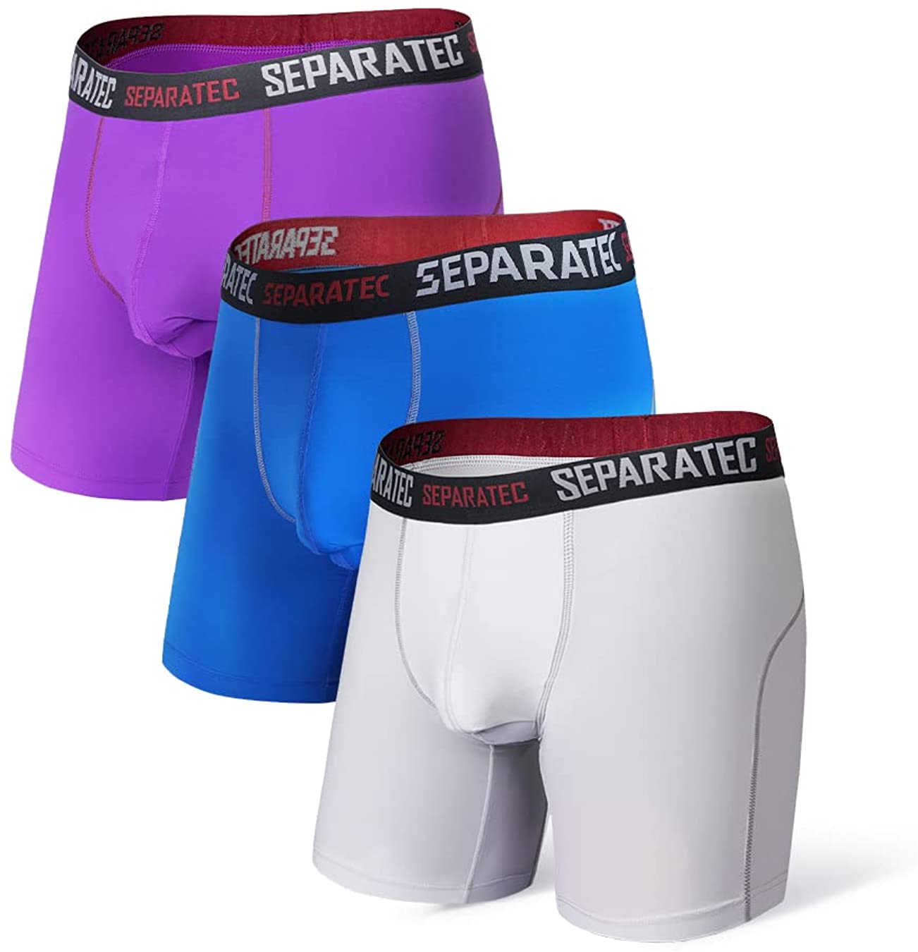 Separatec Men's 3 Pack Sport Performance Dual Pouch Boxer Briefs Underwear(L,Black/Dark  Gray/Maroon) : : Clothing, Shoes & Accessories