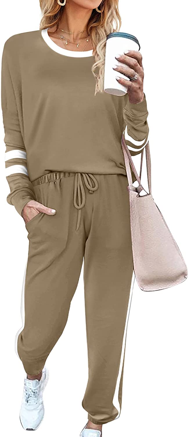 Aloodor Sweatsuit for Women 2 Piece Outfits for Womens Crewneck