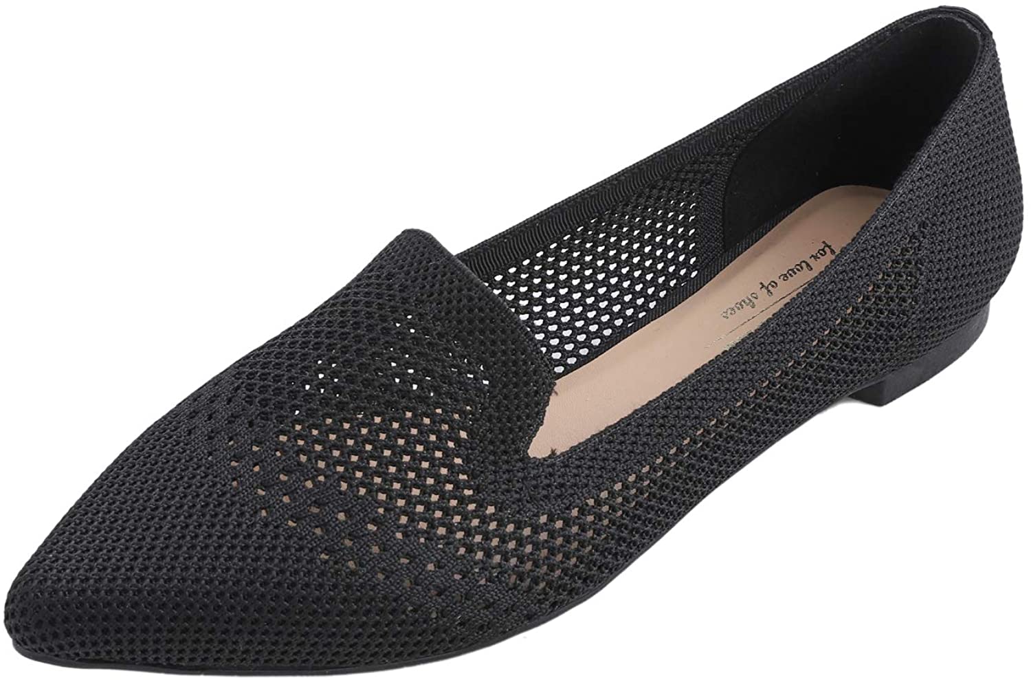 Bout Pointu Chaussures Plates en Maille Respirante à la Mode pour Femmes Feversole Women's Woven Fashion Breathable Pointed Knit Flat Shoes