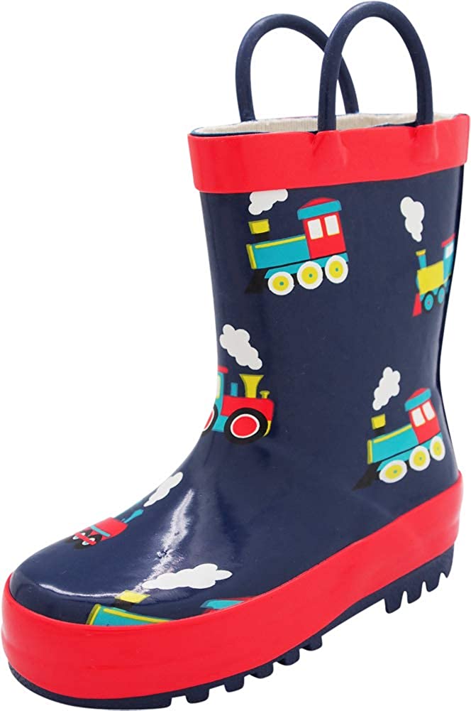 Boys and Girls Solid & Printed Rainboots for Toddlers and Kids NORTY Waterproof Rubber Rain Boots for Kids 