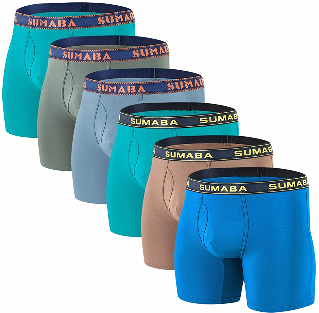 SUMABA Mens Underwear Moisture-Wicking Soft Stretch Comfort Boxer Briefs M L XL 2XL 3XL 