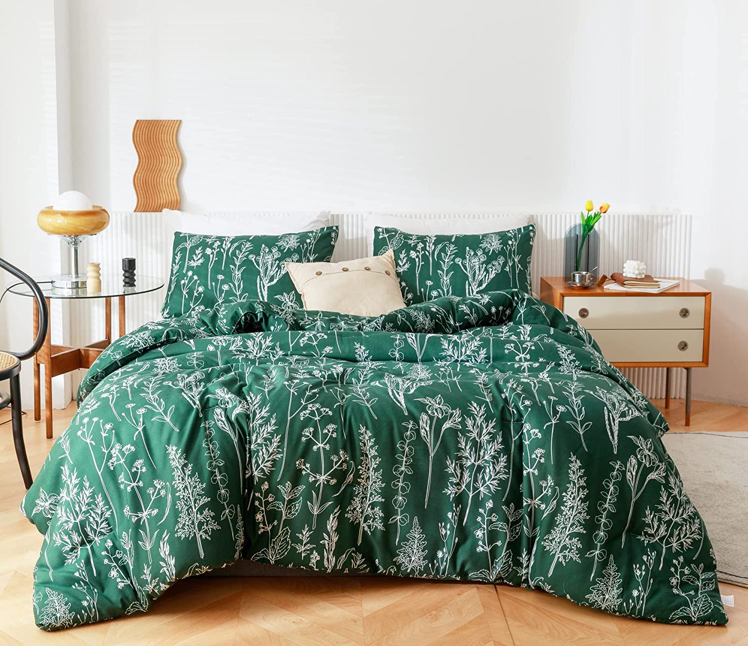 Janzaa Queen Comforter Set Taupe Comforter,3 PCS Bedding Sets Floral  Comforter S