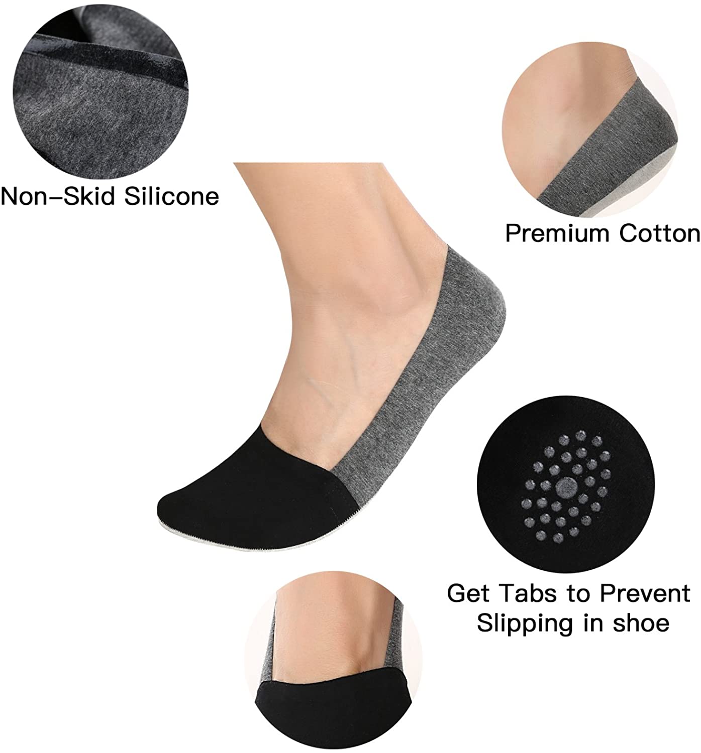 Mens No Show Socks Non-Slip Grips Casual Low Cut Boat Sock 6 Pack | eBay