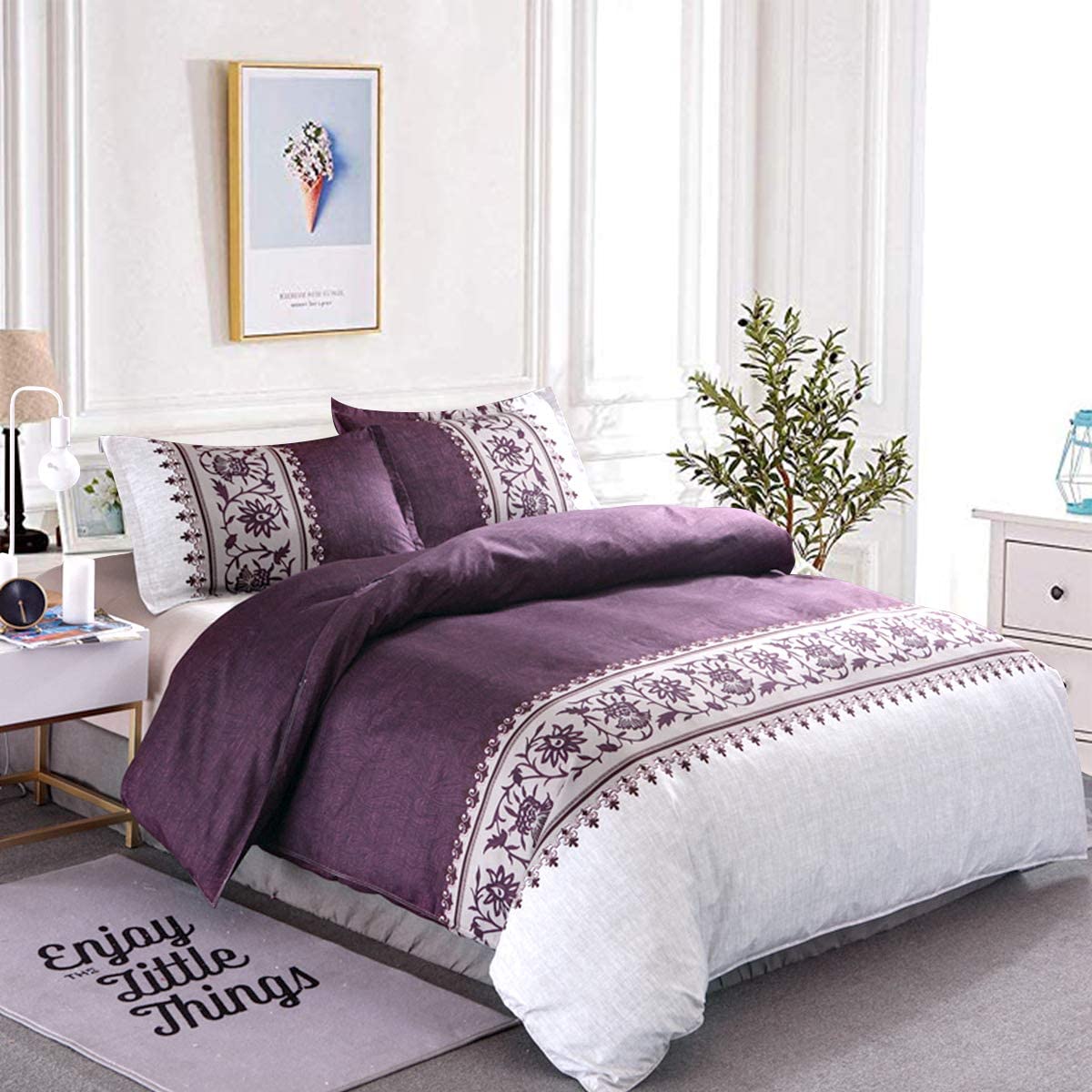 purple bed cover