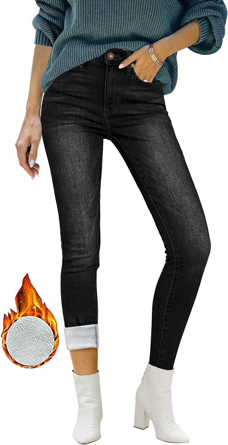 luvamia Thermal Fleece Denim Jeggings Womens Winter Jeans Thick