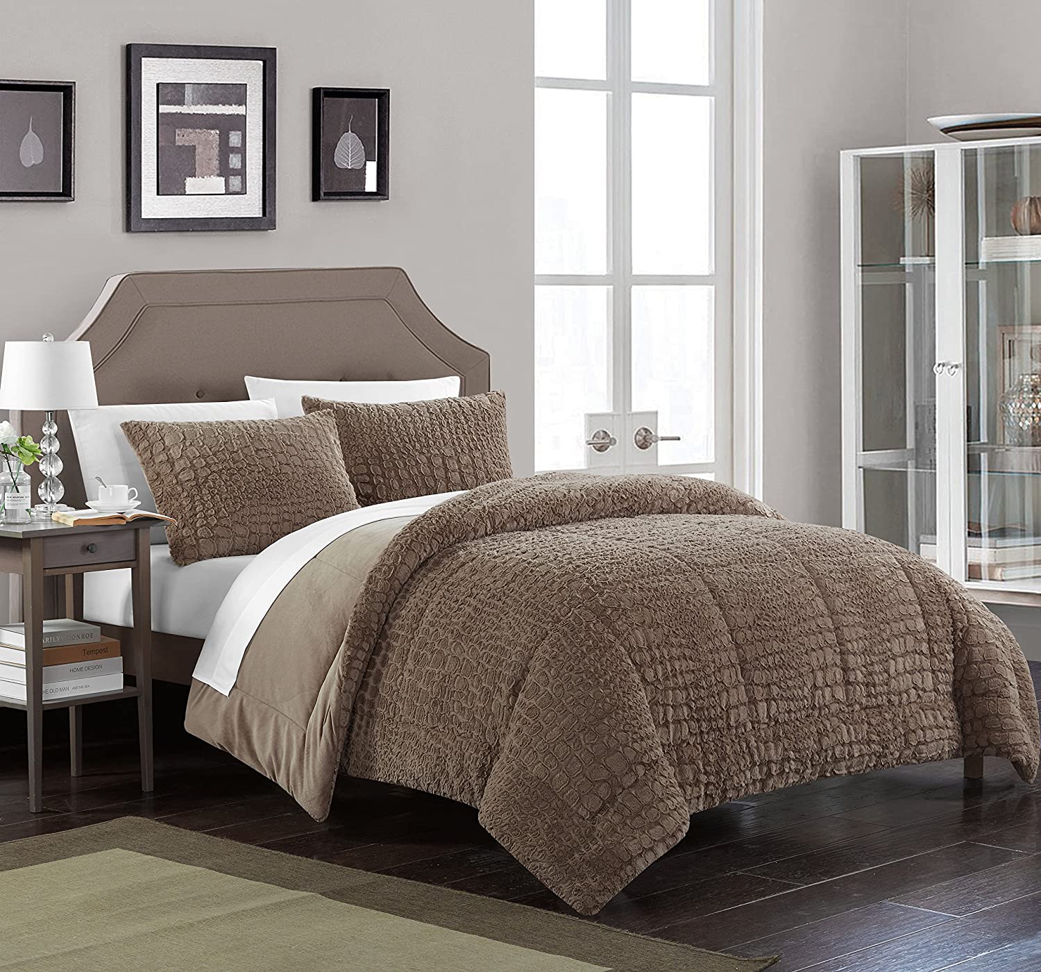 Details about   Chic Home 3 Piece New Faux Fur Collection with Mink Like Backing in Alligator An 