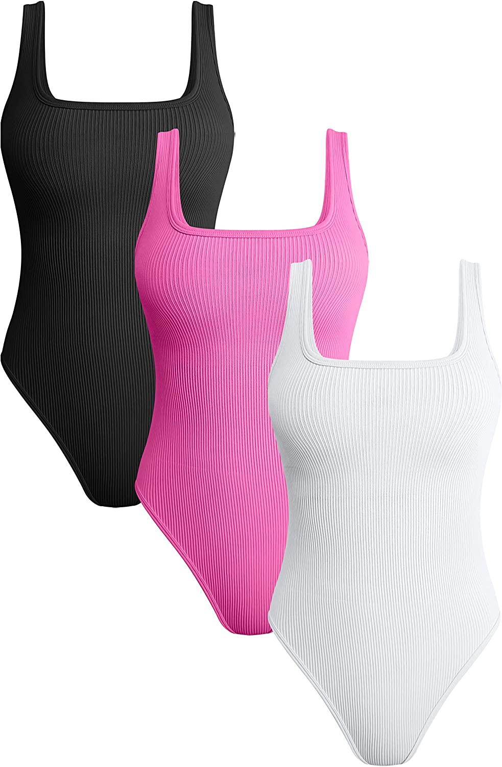 OQQ Women's 3 Piece Bodysuits Sexy Ribbed Sleeveless Shapewear Tank Tops  Bodysuits : : Clothing, Shoes & Accessories