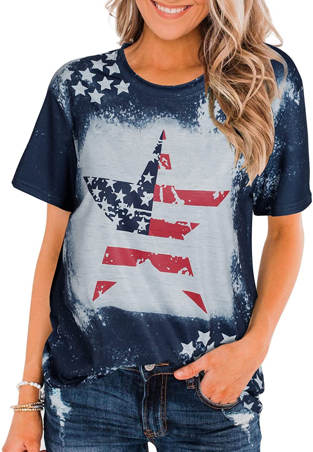 BANGELY American Flag T Shirt Patriotic Shirts Women 4th of July Shirt ...