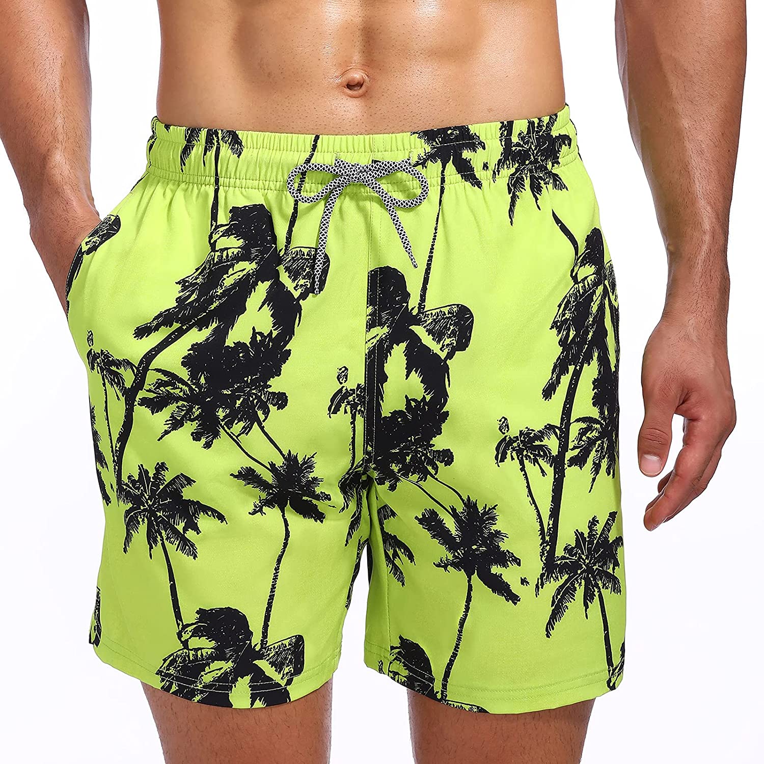 Kawell Mens Slim Fit Quick Dry Swim Shorts Swim Trunks Mens Bathing Suits with Mesh lining, Men's, Size: 3XL, Green