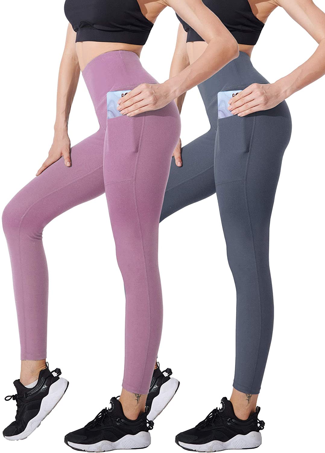 CADMUS High Waisted Workout Leggings for Women Tummy Control Yoga Pants with Pockets,2 or 3 Pack 