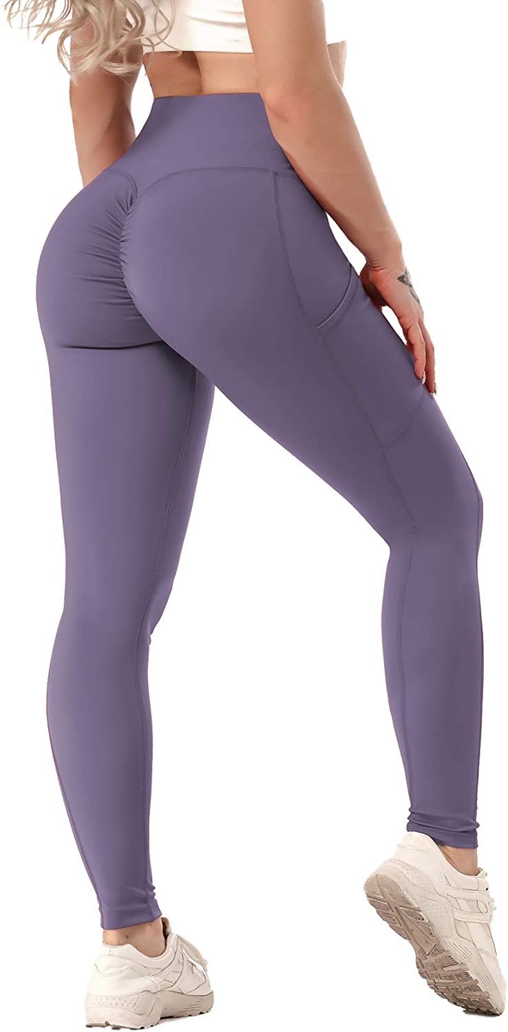 Womens Scrunch Butt Leggings High Waisted Ruched Yoga Pants