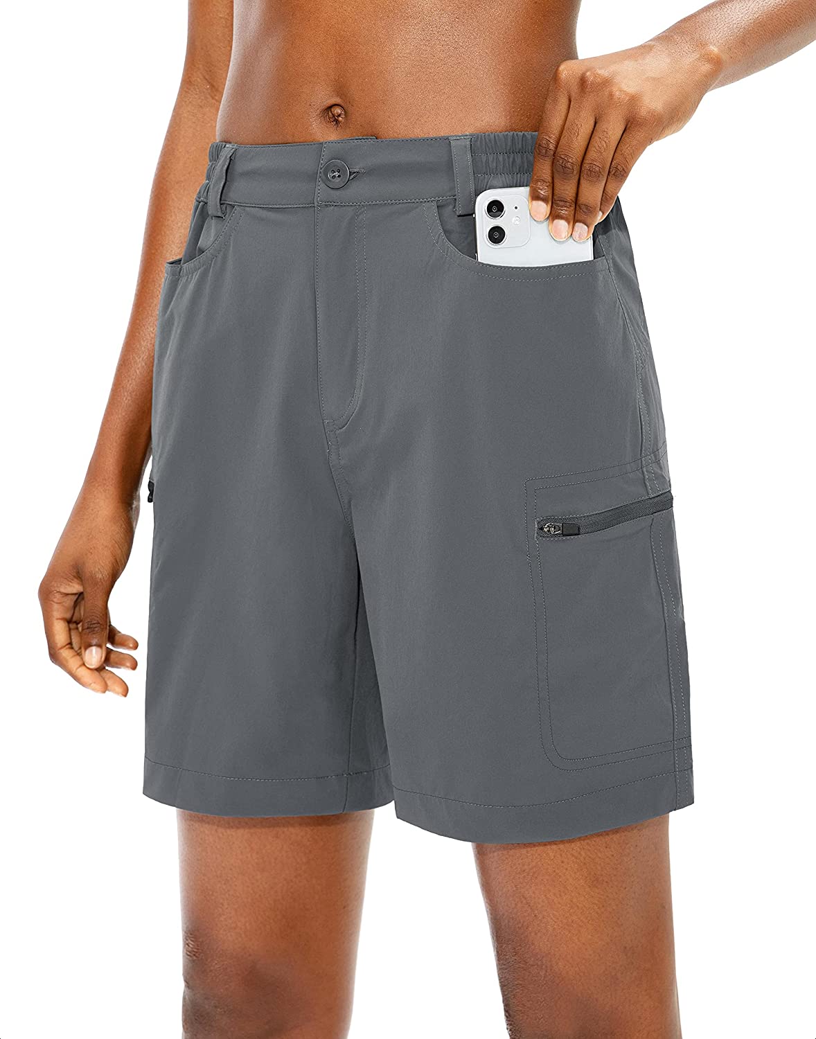 Viodia Women's Hiking Cargo Shorts Quick Dry Stretch Lightweight Camping Shorts for Women with Zipper Pockets