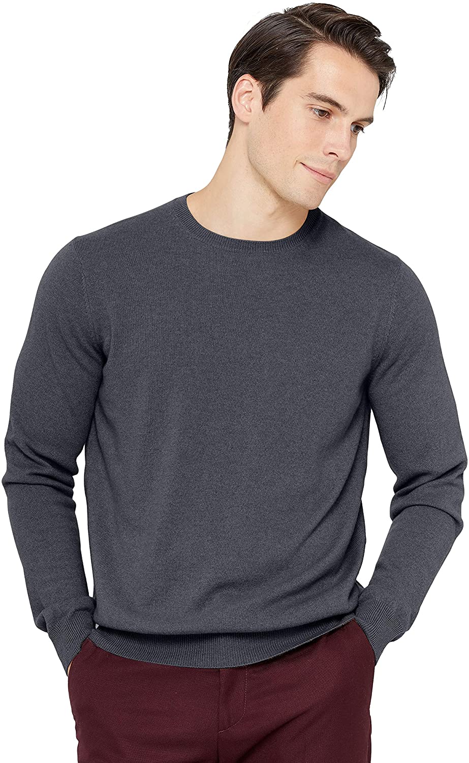 State Cashmere Men's Essential Crewneck Sweater 100% Pure Cashmere Classic Long Sleeve Pullover