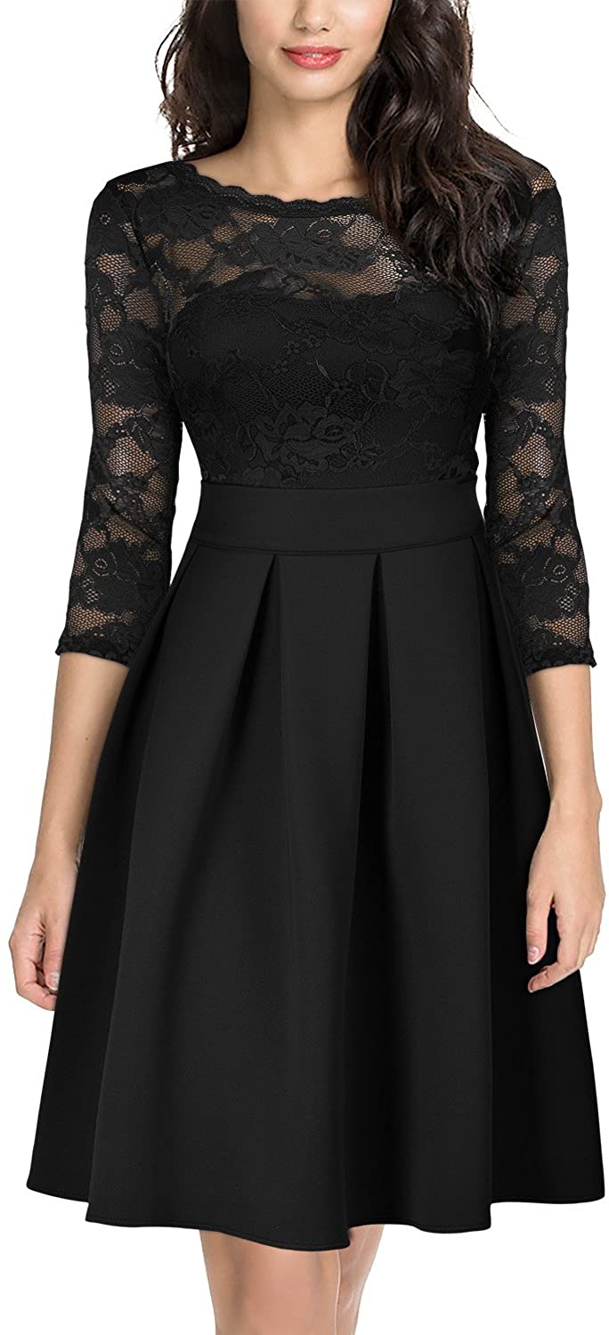 Miusol Women S Vintage Floral Lace 2 3 Sleeve Bridesmaid Party Dress Ebay