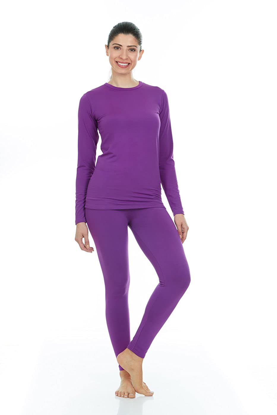 Thermajane Thermal Underwear for Girls Long John Set Kids (Purple, Large) 