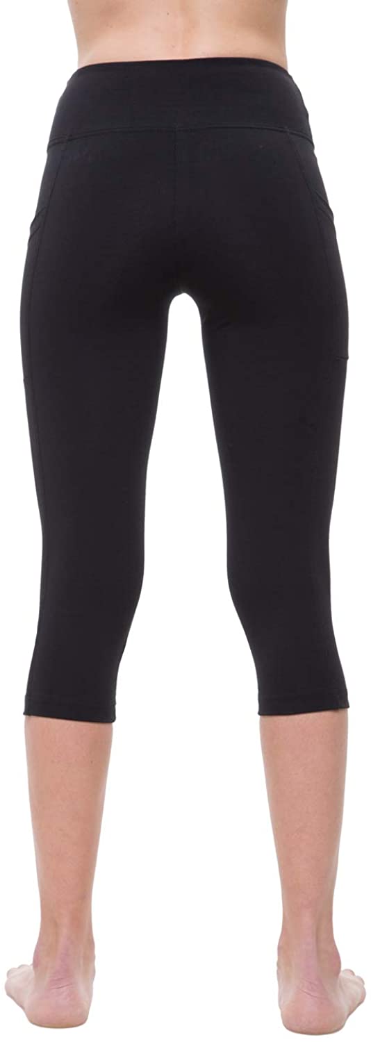 NIRLON Capri 3/4 Yoga Pants Sides Pockets High Waist Workout Black ...
