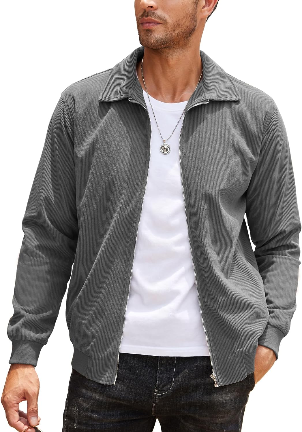 COOFANDY Men's Casual Corduroy Jacket Lightweight Bomber